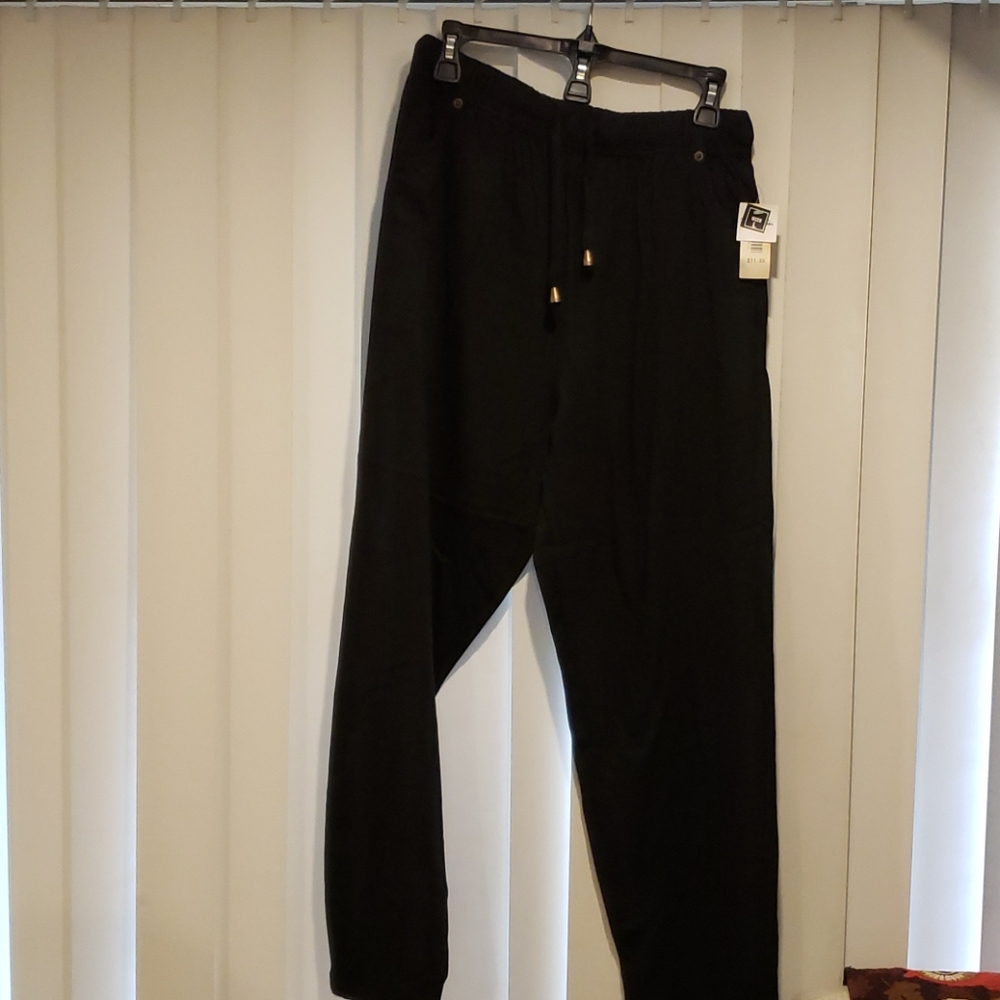 Black cotton pull on pants